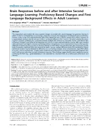 Brain Responses Before and After Intensive Second Language Learning: Proficiency Based Changes and First Language Background Effects in Adult Learners