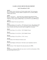 Classical Music Service Program Report