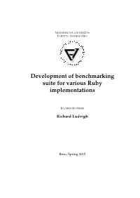 Development of Benchmarking Suite for Various Ruby Implementations