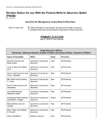Election Notice for Use with the Federal Write-In Absentee Ballot (FWAB) R.C