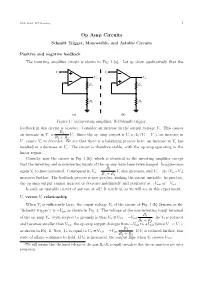 Op Amp Circuits Schmitt Trigger, Monostable, and Astable Circuits