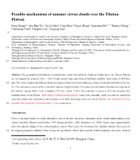 Possible Mechanisms of Summer Cirrus Clouds Over
