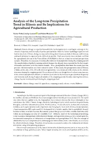 Analysis of the Long-Term Precipitation Trend in Illinois and Its Implications for Agricultural Production