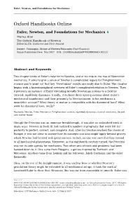 Euler, Newton, and Foundations for Mechanics