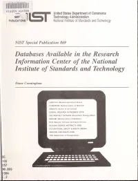 Databases Available in the Research Information Center of the National Institute of Standards and Technology