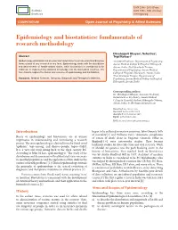 Epidemiology and Biostatistics: Fundamentals of Research Methodology