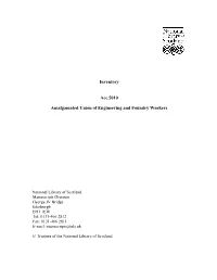 Inventory Acc.5010 Amalgamated Union of Engineering and Foundry Workers