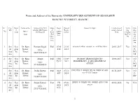 University Department of Geography Ranchi University, Ranchi