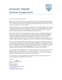 AP MUSIC THEORY Summer Assignments