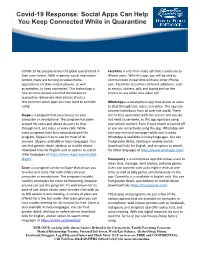 Covid-19 Quarantine Resource Staying Connected Apps