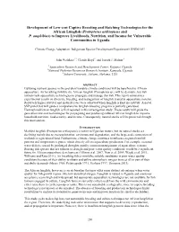 Development of Low-Cost Captive Breeding and Hatching Technologies for the African Lungfish (Protopterus Aethiopicus and P