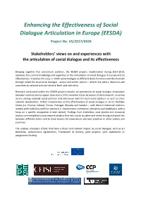 Enhancing the Effectiveness of Social Dialogue Articulation in Europe (EESDA)