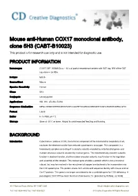 Mouse Anti-Human COX17 Monoclonal Antibody, Clone 5H3 (CABT-B10023) This Product Is for Research Use Only and Is Not Intended for Diagnostic Use
