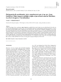 Phylogenetically Problematic Aater Cangshanensis Gen. Et Sp. Nov. From