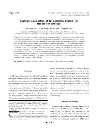 Qualitative Evaluation of 2D Dosimetry System for Helical Tomotherapy