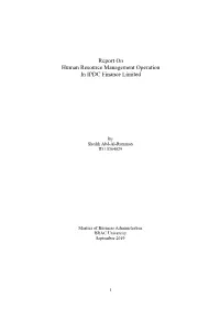 Report on Human Resource Management Operation in IPDC Finance Limited