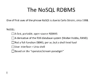 The Nosql RDBMS