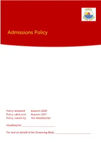 Admissions Policy