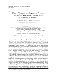 Effect of Thermal and Deposition Processes on Surface Morphology, Crystallinity, and Adhesion of Parylene-C
