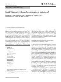 Social Thinking®: Science, Pseudoscience, Or Antiscience?