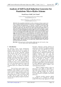 Analysis of Self Excited Induction Generator for Standalone Micro-Hydro Scheme