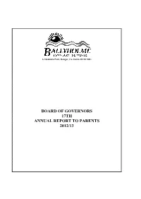 Board of Governors 17Th Annual Report to Parents 2012/13