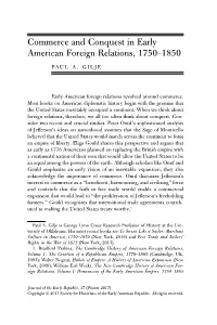 Commerce and Conquest in Early American Foreign Relations, 1750–1850 PAUL A