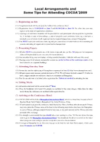 Local Arrangements and Some Tips for Attending COCOA'2009