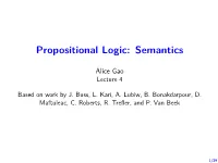 Propositional Logic: Semantics