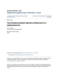 The Starling in Europe: Multiple Approaches to a Problem Species