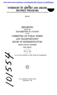 1" OVERSIGHT of A(RPO'rt and AIRLINE Securily PROGRAMS