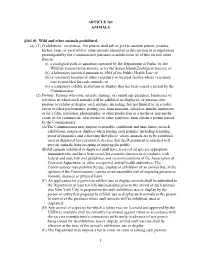 Article 161 of the Health Code: Animals