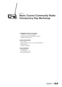 Basic Course Community Radio Introductory Day Workshop
