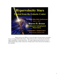 Hypervelocity Stars Ejected from the Galactic Center