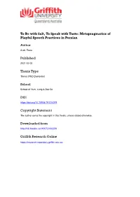 Metapragmatics of Playful Speech Practices in Persian