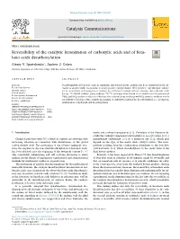 Reversibility of the Catalytic Ketonization of Carboxylic Acids and of Beta- T Keto Acids Decarboxylation ⁎ Alexey V