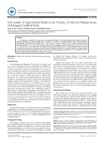 Soil Quality of Agricultural Fields in the Vicinity of Mining Areas Of