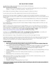 2011 Major Rule Changes