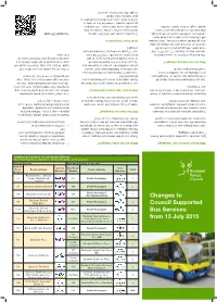 Changes to Council Supported Bus Services from 13 July 2015