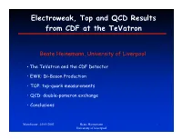 Electroweak, Top and QCD Results from CDF at the Tevatron