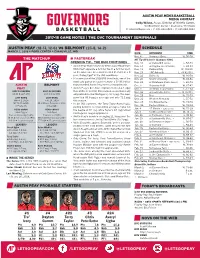Letsgopeay.Com /Letsgopeay @Letsgopeay @Letsgopeay Noting the Game ■ What You Should Know Vs