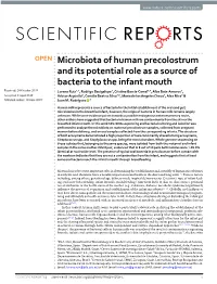 Microbiota of Human Precolostrum and Its Potential Role As a Source Of