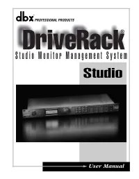 Studio Driverack Manual 6/18/03