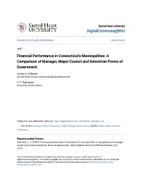 A Comparison of Manager, Mayor-Council and Selectman Forms of Government