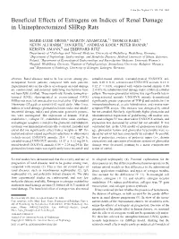 Beneficial Effects of Estrogens on Indices of Renal Damage in Uninephrectomized Shrsp Rats