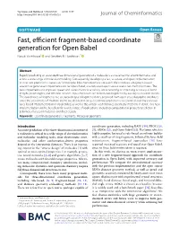 Fast, Efficient Fragment-Based Coordinate Generation for Open Babel