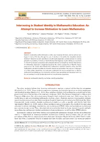 Intervening in Student Identity in Mathematics Education: an Attempt to Increase Motivation to Learn Mathematics