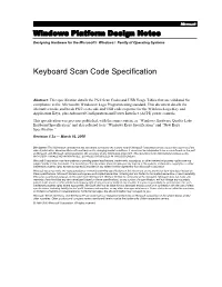 Keyboard Scan Code Specification