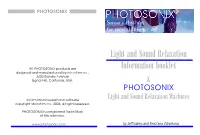Light and Sound Relaxation Information Booklet