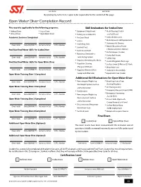 Open Water Diver Completion Record